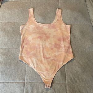 Abercrombie & Fitch Pink and Cream Tie-Dye Bodysuit